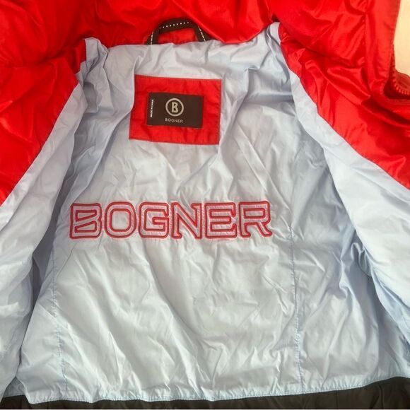 Bogner Kids Orange Red Down Ski Jacket with Hoodie (M) - Picture 7 of 10